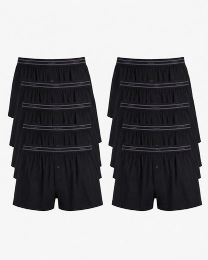 10er Bundle Boxershorts aus Tencel Lyocell schwarz von vorne, weite Passform, Herrenunterwäsche