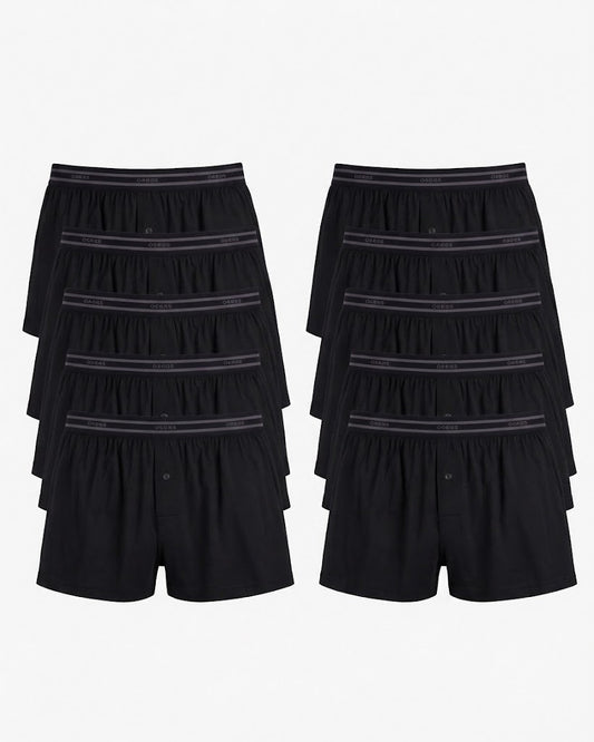 10er Bundle Boxershorts aus Tencel Lyocell schwarz von vorne, weite Passform, Herrenunterwäsche