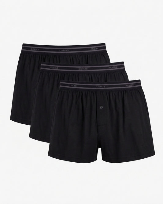 3er Bundle Boxershorts aus Tencel Lyocell schwarz von vorne, weite Passform, Herrenunterwäsche