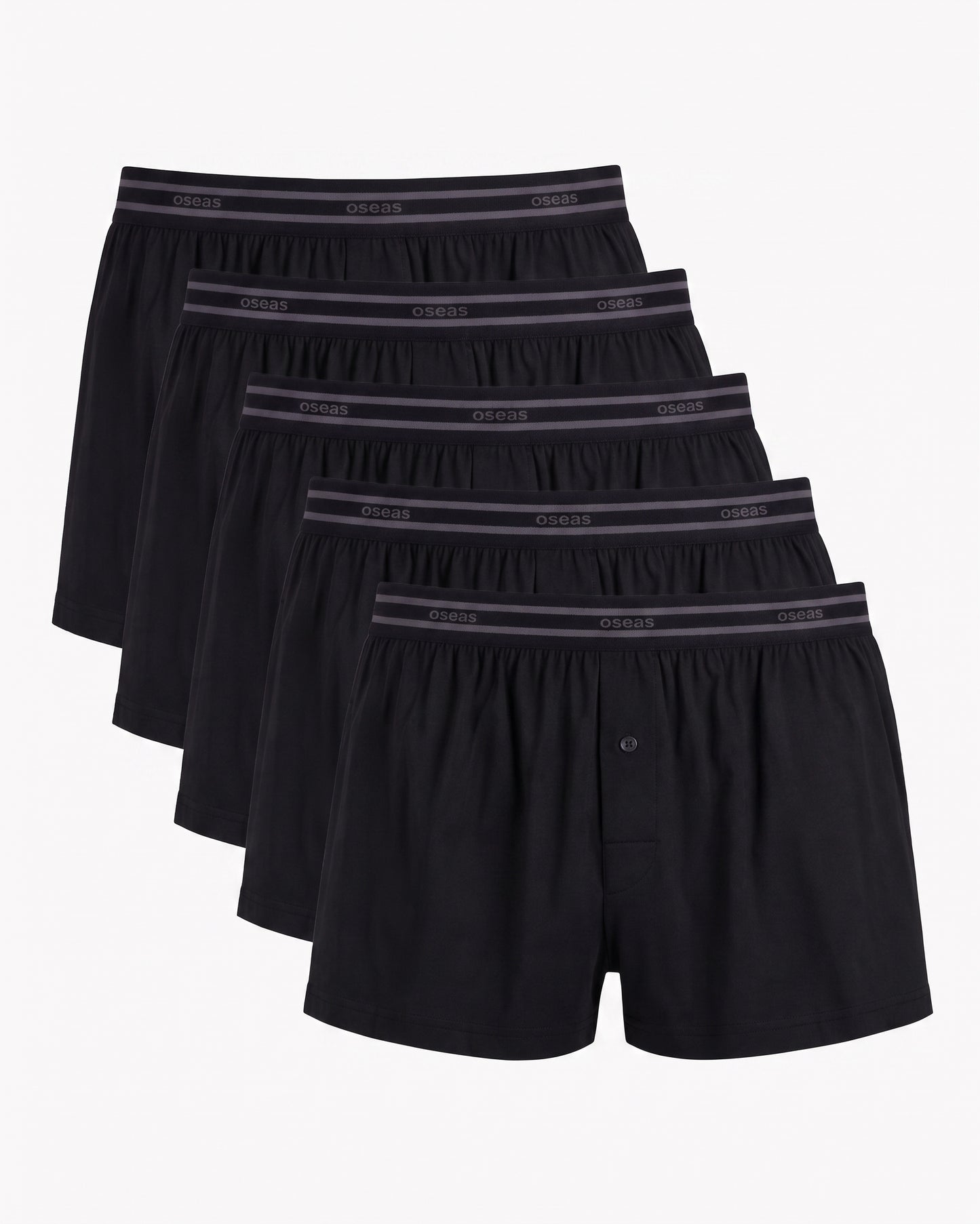 5er Bundle Boxershorts aus Tencel Lyocell schwarz von vorne, weite Passform, Herrenunterwäsche