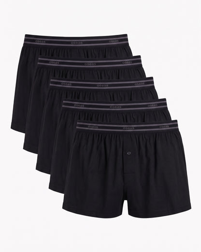 5er Bundle Boxershorts aus Tencel Lyocell schwarz von vorne, weite Passform, Herrenunterwäsche