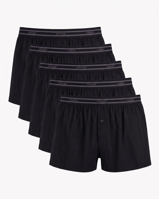 5er Bundle Boxershorts aus Tencel Lyocell schwarz von vorne, weite Passform, Herrenunterwäsche