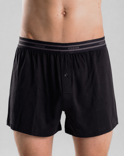 Boxershorts aus Tencel Lyocell schwarz von vorne stehend, weite Passform, Herrenunterwäsche