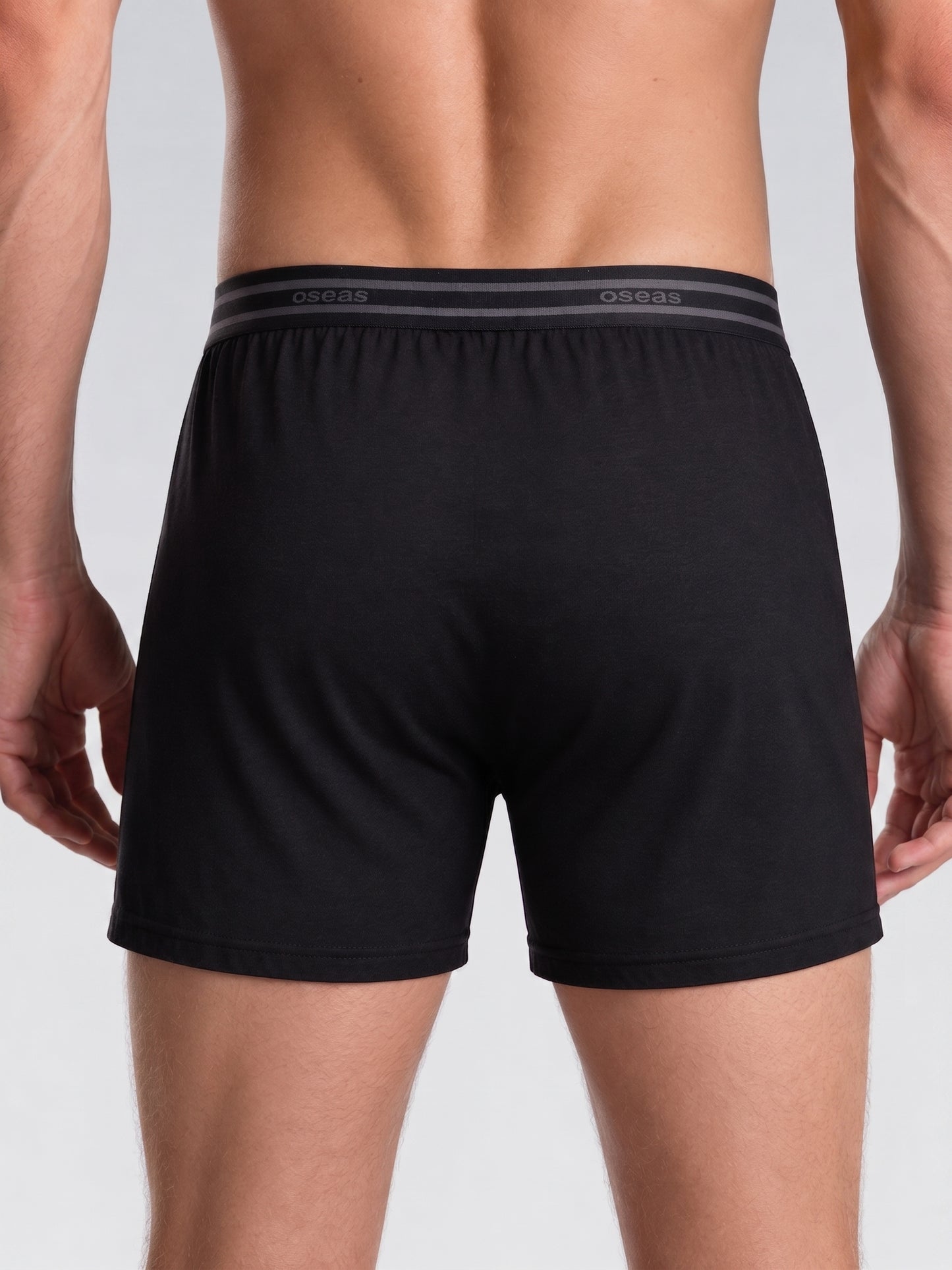 Boxershorts aus Tencel Lyocell schwarz von hinten, weite Passform, Herrenunterwäsche